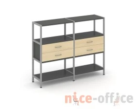 Двухсекционный стеллаж трехярусный с ящиками на одном ярусе 1590х400х1246 Шелф Систем / Shelf System images