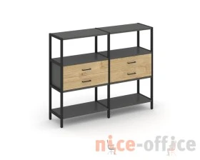 Двухсекционный стеллаж трехярусный с ящиками на одном ярусе 1590х400х1246 Шелф Систем / Shelf System images