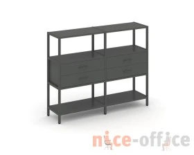 Двухсекционный стеллаж трехярусный с ящиками на одном ярусе 1590х400х1246 Шелф Систем / Shelf System images