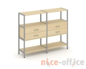 Двухсекционный стеллаж трехярусный с ящиками на одном ярусе 1590х400х1246 Шелф Систем / Shelf System images
