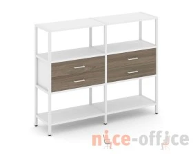 Двухсекционный стеллаж трехярусный с ящиками на одном ярусе 1590х400х1246 Шелф Систем / Shelf System images