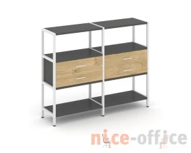 Двухсекционный стеллаж трехярусный с ящиками на одном ярусе 1590х400х1246 Шелф Систем / Shelf System images