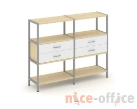 Двухсекционный стеллаж трехярусный с ящиками на одном ярусе 1590х400х1246 Шелф Систем / Shelf System images