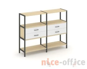 Двухсекционный стеллаж трехярусный с ящиками на одном ярусе 1590х400х1246 Шелф Систем / Shelf System images