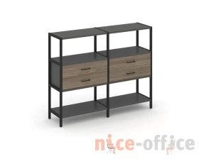Двухсекционный стеллаж трехярусный с ящиками на одном ярусе 1590х400х1246 Шелф Систем / Shelf System images