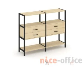 Двухсекционный стеллаж трехярусный с ящиками на одном ярусе 1590х400х1246 Шелф Систем / Shelf System images