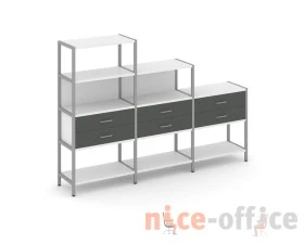 Трехсекционный стеллаж четырех/трех/двухярусный с ящиками 2730х400х1613 Шелф Систем / Shelf System images