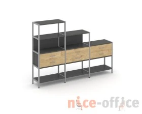 Трехсекционный стеллаж четырех/трех/двухярусный с ящиками 2730х400х1613 Шелф Систем / Shelf System images