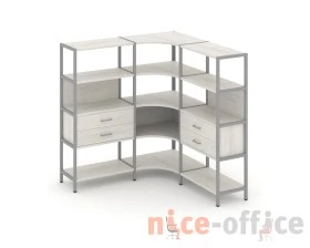 Трехсекционный угловой стеллаж четырехярусный с ящиками 1590х1590х1613 Шелф Систем / Shelf System images