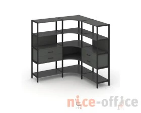 Трехсекционный угловой стеллаж четырехярусный с ящиками 1590х1590х1613 Шелф Систем / Shelf System images