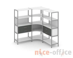 Трехсекционный угловой стеллаж четырехярусный с ящиками 1590х1590х1613 Шелф Систем / Shelf System images