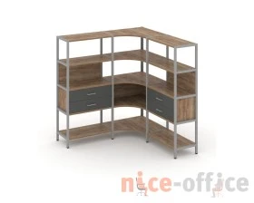 Трехсекционный угловой стеллаж четырехярусный с ящиками 1590х1590х1613 Шелф Систем / Shelf System images