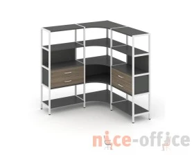 Трехсекционный угловой стеллаж четырехярусный с ящиками 1590х1590х1613 Шелф Систем / Shelf System images