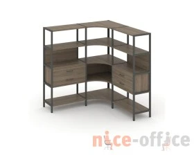 Трехсекционный угловой стеллаж четырехярусный с ящиками 1590х1590х1613 Шелф Систем / Shelf System images