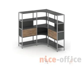 Трехсекционный угловой стеллаж четырехярусный с ящиками 1590х1590х1613 Шелф Систем / Shelf System images
