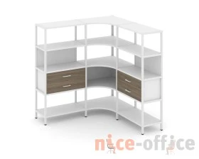 Трехсекционный угловой стеллаж четырехярусный с ящиками 1590х1590х1613 Шелф Систем / Shelf System images