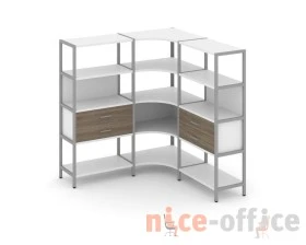Трехсекционный угловой стеллаж четырехярусный с ящиками 1590х1590х1613 Шелф Систем / Shelf System images