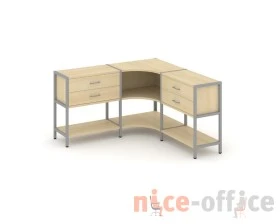 Трехсекционный угловой стеллаж двухярусный с ящиками 1590х1590х879 Шелф Систем / Shelf System images
