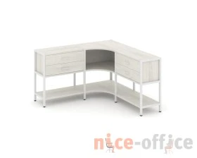 Трехсекционный угловой стеллаж двухярусный с ящиками 1590х1590х879 Шелф Систем / Shelf System images