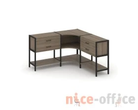 Трехсекционный угловой стеллаж двухярусный с ящиками 1590х1590х879 Шелф Систем / Shelf System images