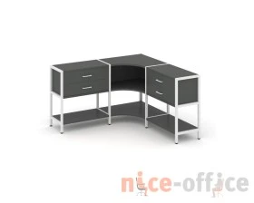 Трехсекционный угловой стеллаж двухярусный с ящиками 1590х1590х879 Шелф Систем / Shelf System images
