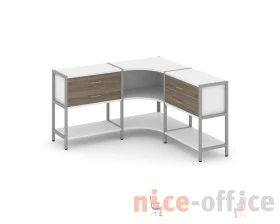 Трехсекционный угловой стеллаж двухярусный с ящиками 1590х1590х879 Шелф Систем / Shelf System images