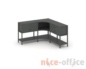 Трехсекционный угловой стеллаж двухярусный с ящиками 1590х1590х879 Шелф Систем / Shelf System images