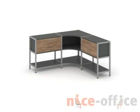 Трехсекционный угловой стеллаж двухярусный с ящиками 1590х1590х879 Шелф Систем / Shelf System images