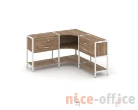 Трехсекционный угловой стеллаж двухярусный с ящиками 1590х1590х879 Шелф Систем / Shelf System images
