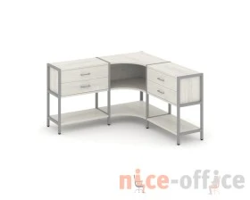 Трехсекционный угловой стеллаж двухярусный с ящиками 1590х1590х879 Шелф Систем / Shelf System images
