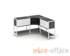 Трехсекционный угловой стеллаж двухярусный с ящиками 1590х1590х879 Шелф Систем / Shelf System images