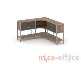Трехсекционный угловой стеллаж двухярусный с ящиками 1590х1590х879 Шелф Систем / Shelf System images