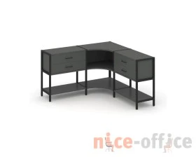 Трехсекционный угловой стеллаж двухярусный с ящиками 1590х1590х879 Шелф Систем / Shelf System images