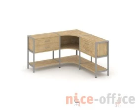 Трехсекционный угловой стеллаж двухярусный с ящиками 1590х1590х879 Шелф Систем / Shelf System images