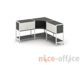 Трехсекционный угловой стеллаж двухярусный с ящиками 1590х1590х879 Шелф Систем / Shelf System images