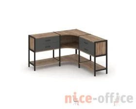 Трехсекционный угловой стеллаж двухярусный с ящиками 1590х1590х879 Шелф Систем / Shelf System images
