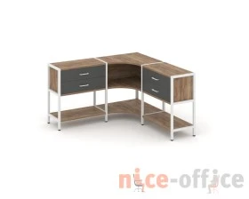 Трехсекционный угловой стеллаж двухярусный с ящиками 1590х1590х879 Шелф Систем / Shelf System images