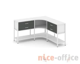 Трехсекционный угловой стеллаж двухярусный с ящиками 1590х1590х879 Шелф Систем / Shelf System images