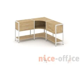 Трехсекционный угловой стеллаж двухярусный с ящиками 1590х1590х879 Шелф Систем / Shelf System images
