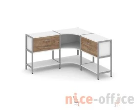 Трехсекционный угловой стеллаж двухярусный с ящиками 1590х1590х879 Шелф Систем / Shelf System images