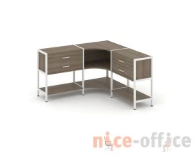 Трехсекционный угловой стеллаж двухярусный с ящиками 1590х1590х879 Шелф Систем / Shelf System images