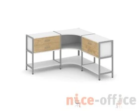 Трехсекционный угловой стеллаж двухярусный с ящиками 1590х1590х879 Шелф Систем / Shelf System images