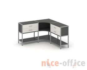 Трехсекционный угловой стеллаж двухярусный с ящиками 1590х1590х879 Шелф Систем / Shelf System images