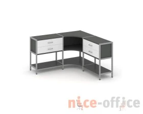 Трехсекционный угловой стеллаж двухярусный с ящиками 1590х1590х879 Шелф Систем / Shelf System images