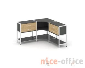 Трехсекционный угловой стеллаж двухярусный с ящиками 1590х1590х879 Шелф Систем / Shelf System images