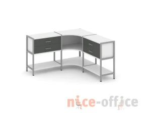 Трехсекционный угловой стеллаж двухярусный с ящиками 1590х1590х879 Шелф Систем / Shelf System images