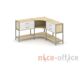 Трехсекционный угловой стеллаж двухярусный с ящиками 1590х1590х879 Шелф Систем / Shelf System images