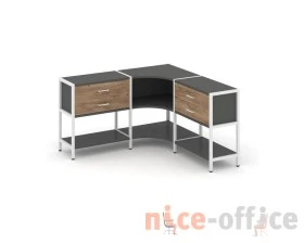 Трехсекционный угловой стеллаж двухярусный с ящиками 1590х1590х879 Шелф Систем / Shelf System images