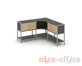 Трехсекционный угловой стеллаж двухярусный с ящиками 1590х1590х879 Шелф Систем / Shelf System images