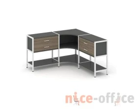 Трехсекционный угловой стеллаж двухярусный с ящиками 1590х1590х879 Шелф Систем / Shelf System images